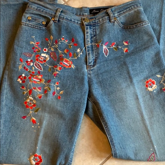 LANA ERICA Vtg Embroidered & Rhinestone Jeans - Picture 2 of 16